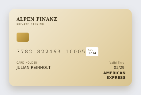 Sample Debit Credit Card document
