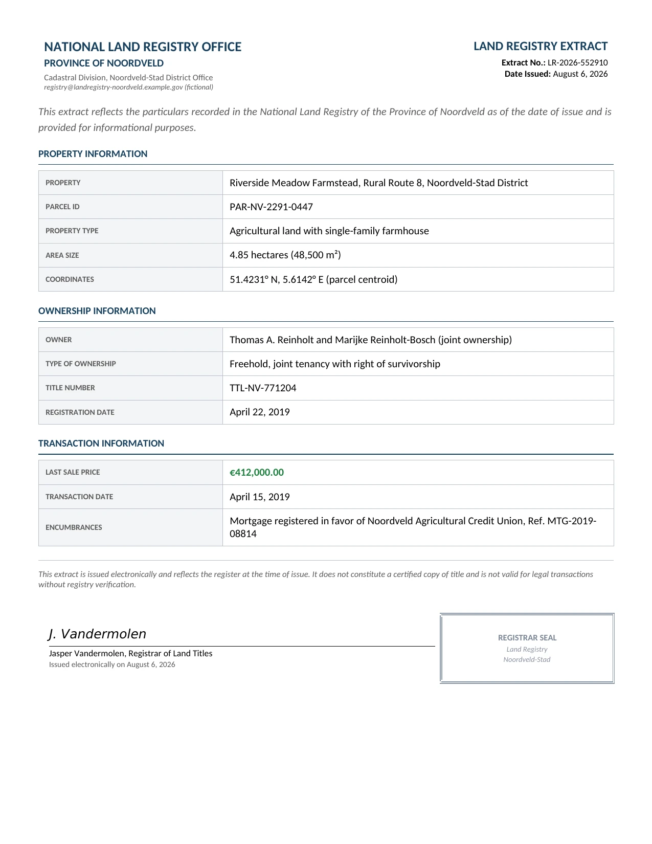Sample Land Registry document