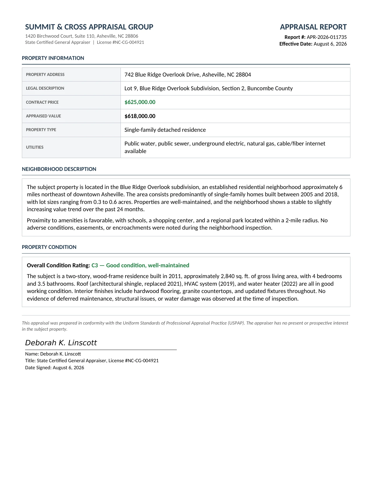 Sample Property Appraisal Reports document