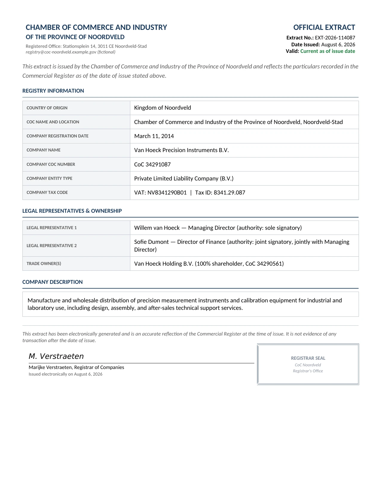 Sample Chamber Of Commerce Extract document