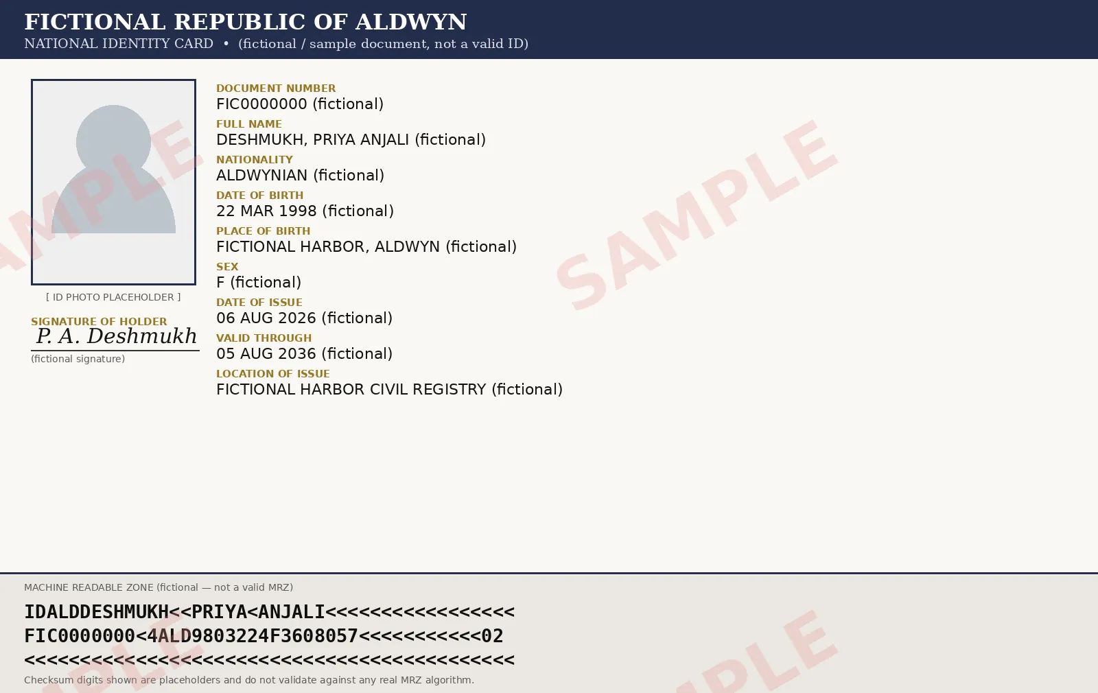 Sample Id Card document